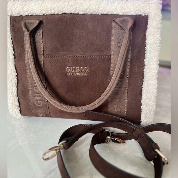 Guess Biscoe Tote Bag in Suede and Sheepskin - Picture 1 of 9